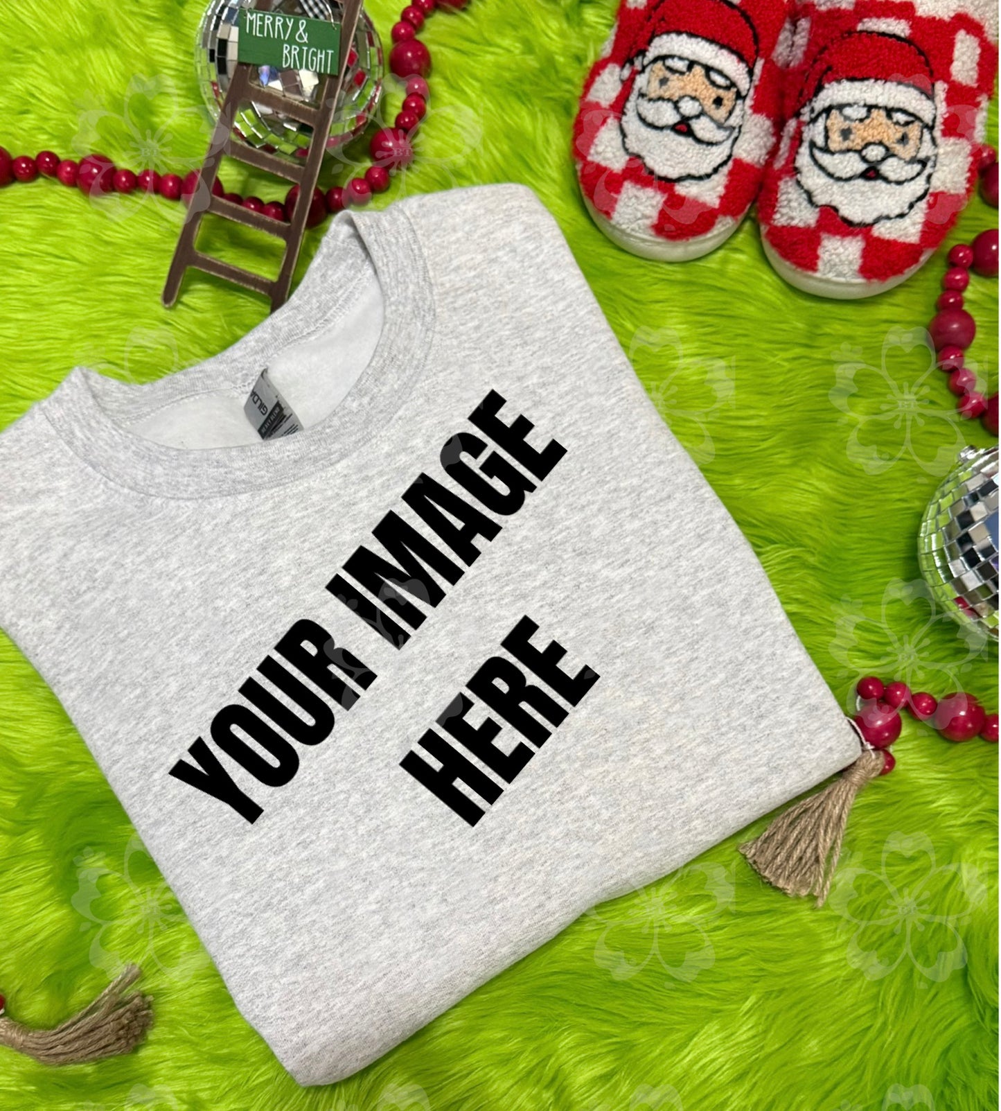 Gildan Ash Grey Crewneck Sweater Christmas