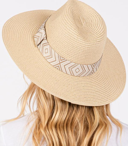 Hat Carrying Clear Tote Bag and Aztec Straw Hat Set