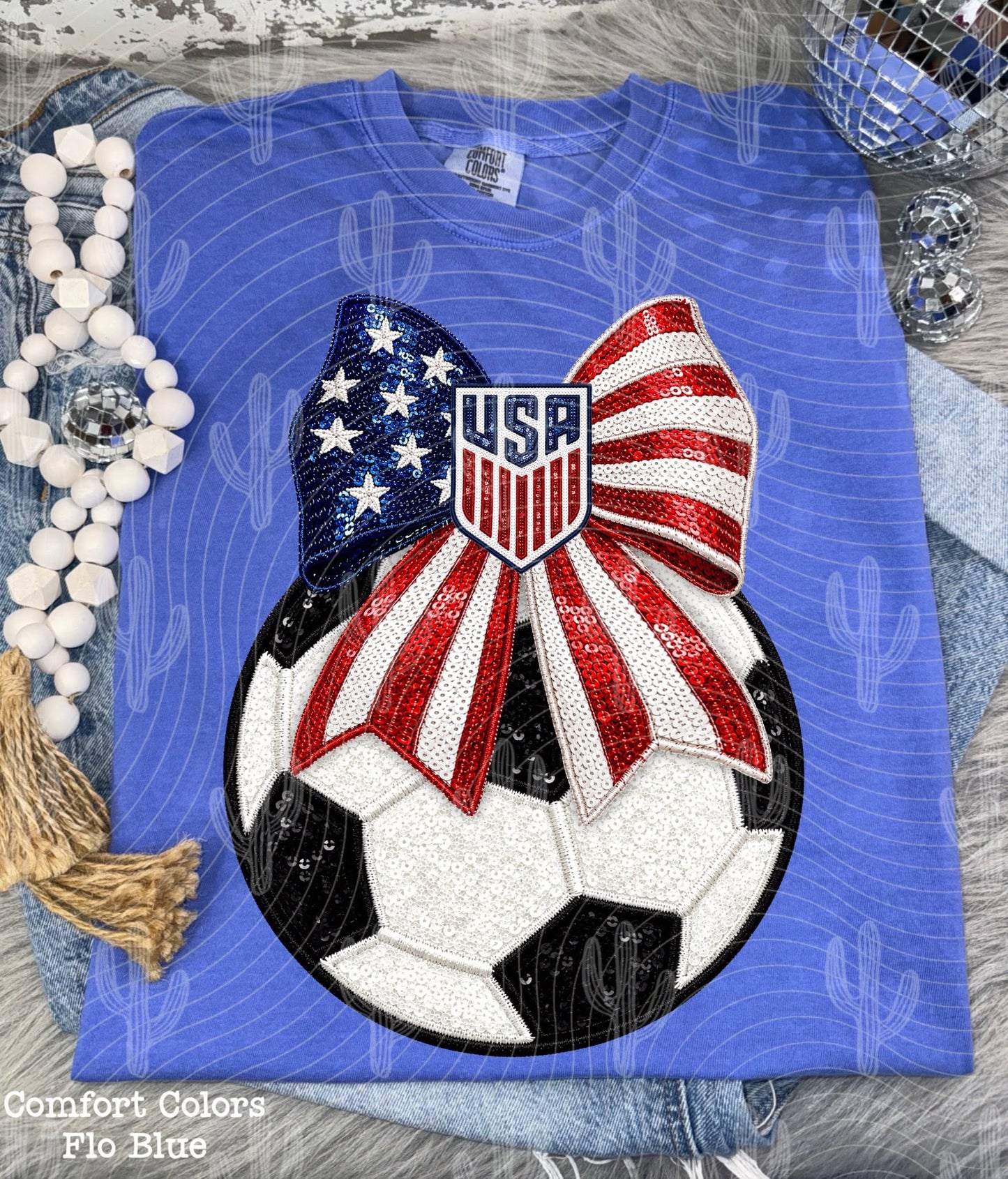 Faux sequin embroidery USA/Mexico
